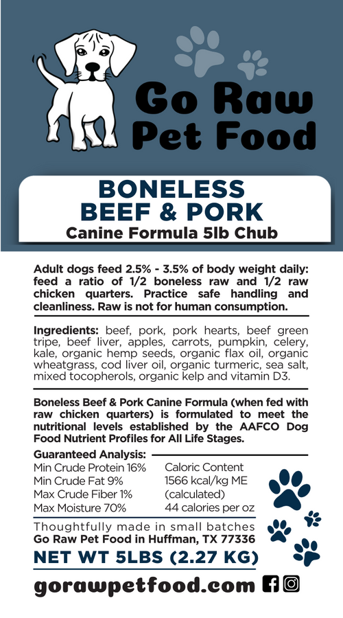 Big Boneless (Beef & Pork) Raw Dog Food