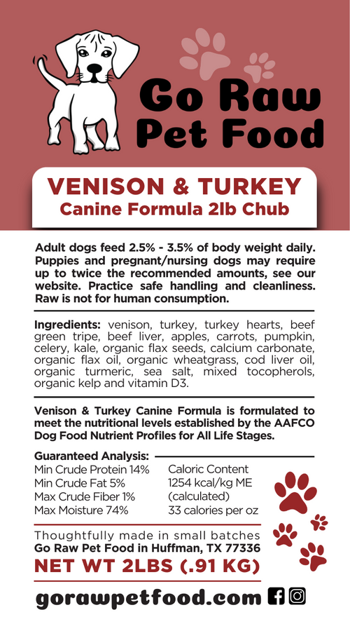 Venison & Turkey Raw Dog Food