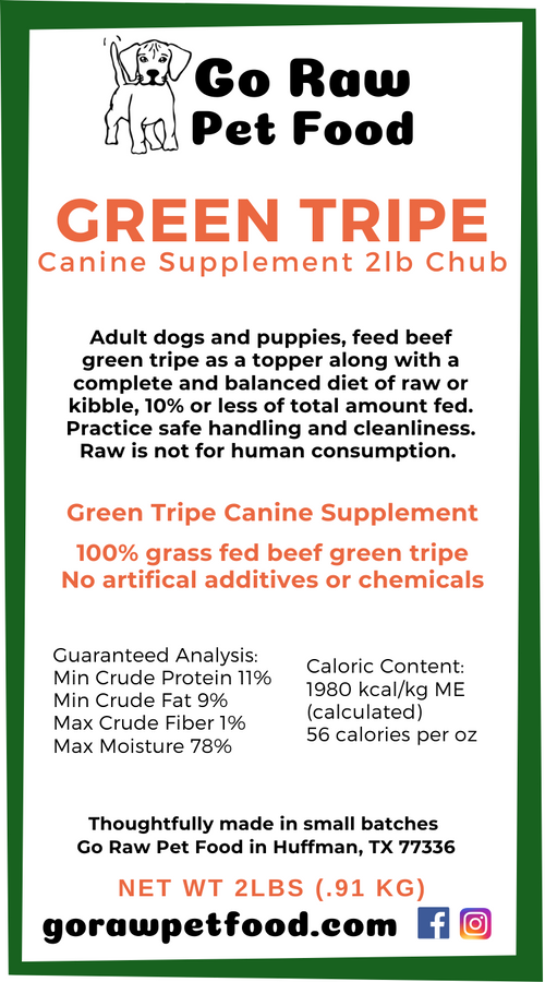 (Beef) Green Tripe 2lb Chub Label