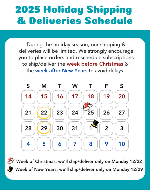 2025 holiday shipping & delivery schedule