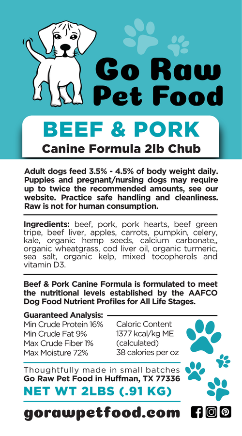 Go Raw Pet Food Beef & Pork Raw