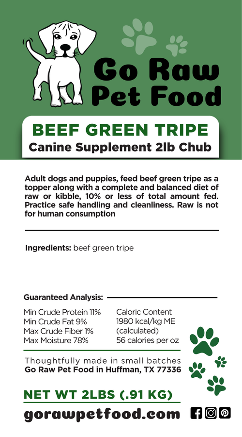 Go Raw Pet Food Beef Green Tripe 