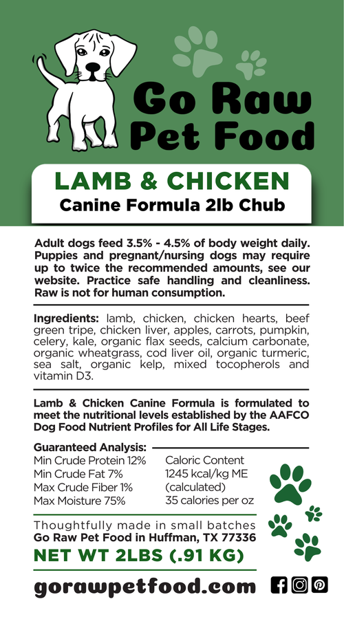 Go Raw Pet Food Lamb & Chicken Raw